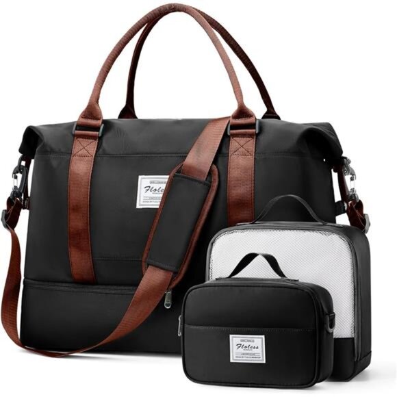 Weekender Bags for Women, Travel Duffel Bags with Shoe Compartment & Wet